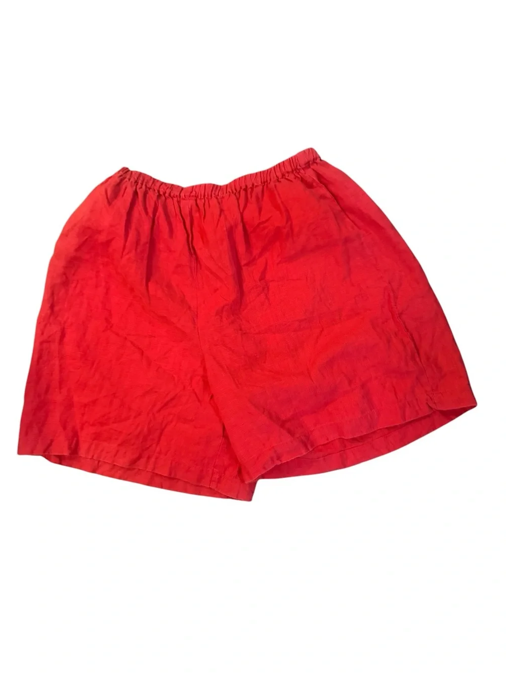 Vintage Match USA Red Linen Embroidered Floral Shirt & Shorts Set XL Cottagecore
